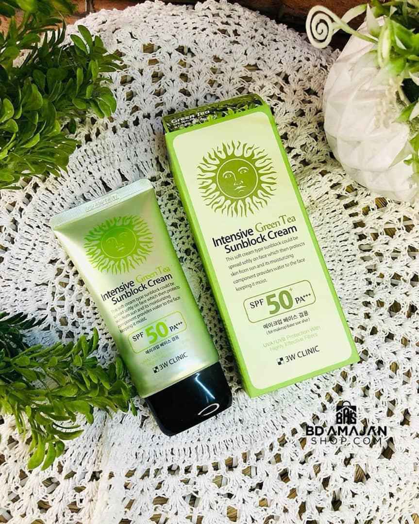 واقي الشمس من 3 دبليو كلينيك (3W Clinic Intensive Green Tea Sunblock Cream)
